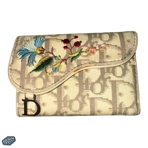 Christian Dior Vintage Diorissimo Floral Embroidered Trotter Wallet/Key Holder